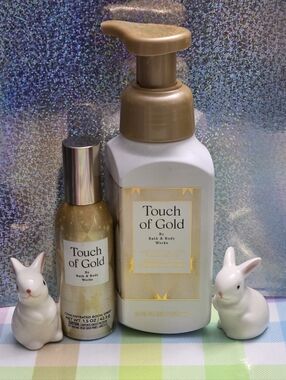Bath & Body Works Touch of Gold Hand Soap & Concentrated Room Spray Set NEW Rare